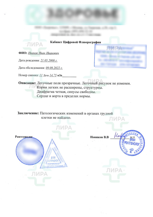 справка флюрография москва