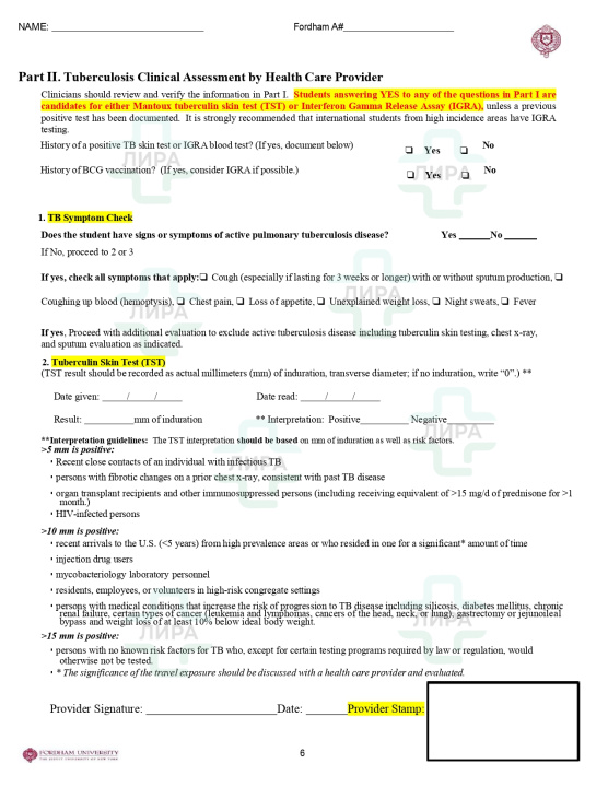 MedicaL Examination Report USA (США)